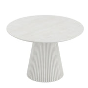 Akira Round Wood Dining Table - Washed White Finish