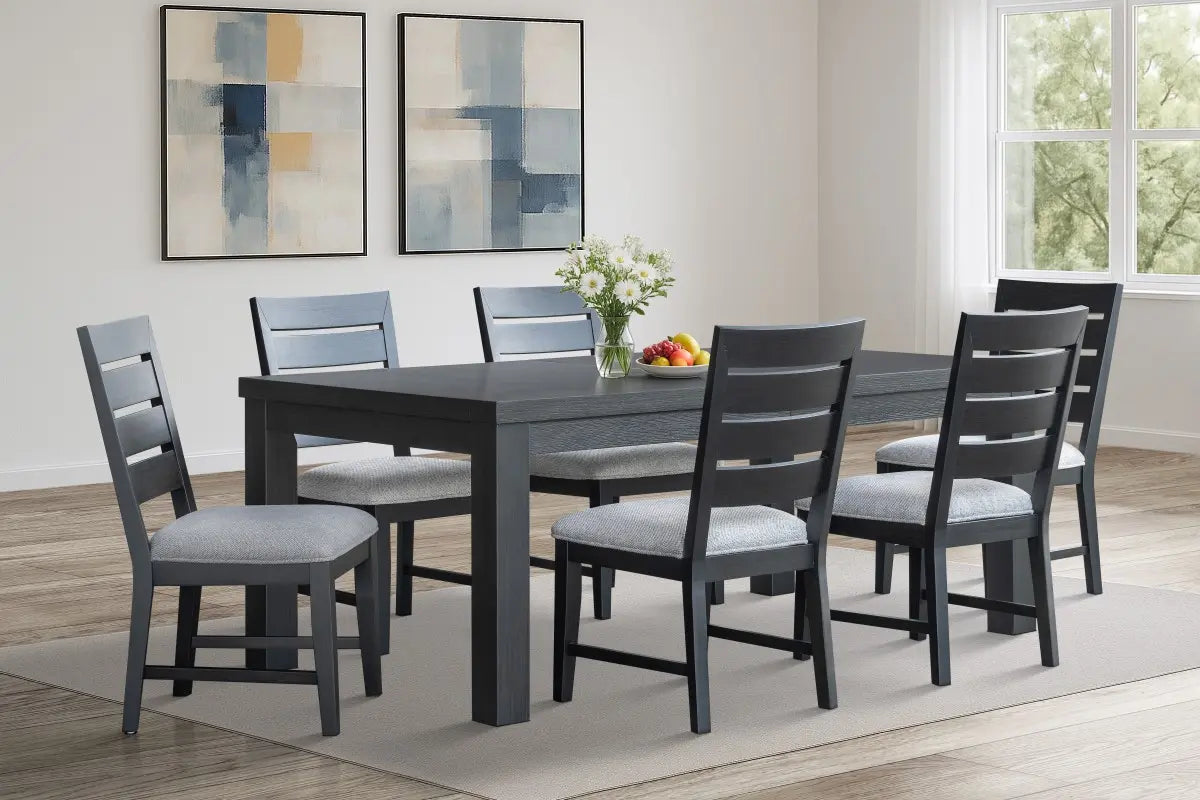 Ensemble de salle à manger Ottilie Noir Minuit | Table extensible en bois massif