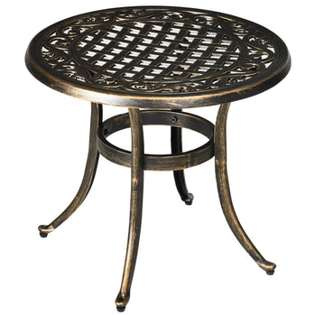 Table d'appoint d'extérieur ronde de 23,6 pouces, bureau d'appoint avec cadre en fonte d'aluminium, pour Patio, jardin, balcon, Bronze