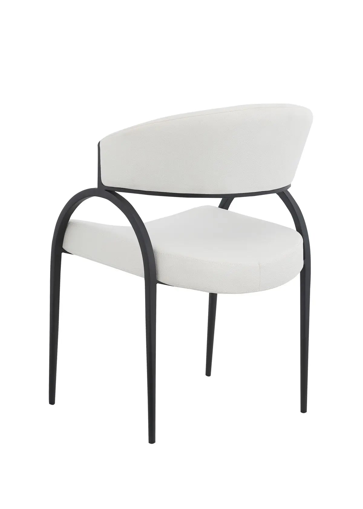 Chaises Alessia en tissu crème | Cadre courbé en fer noir (Duo)