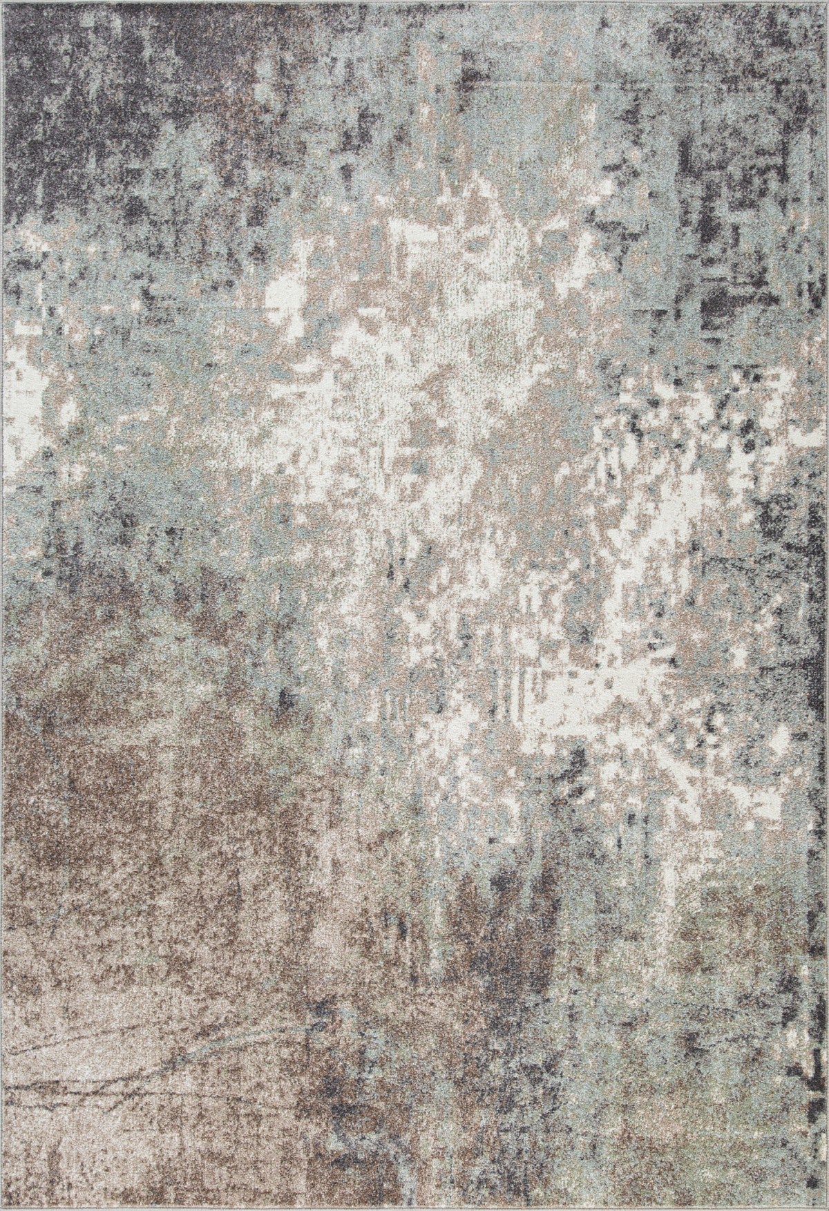 Tapis contemporain Kai 7x9 | Beige et Argent au fini vieilli