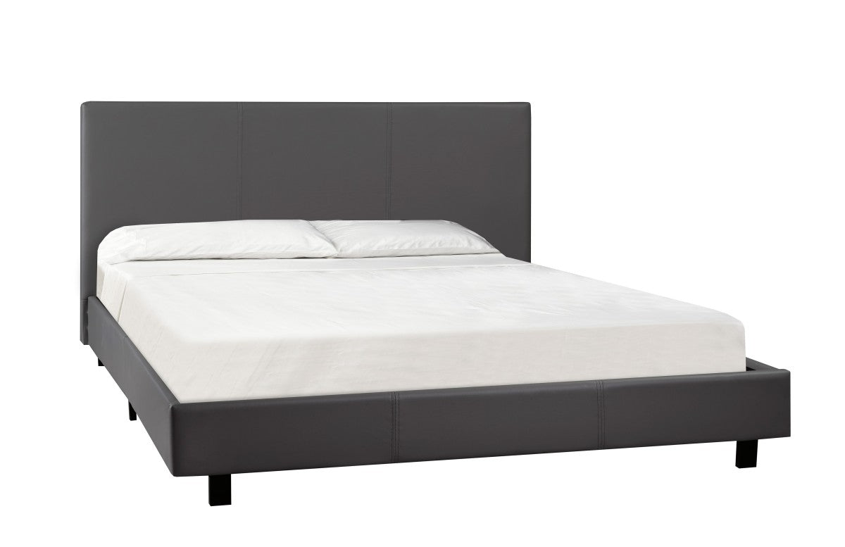 Combo Lit Queen en Similicuir Gris + Matelas à ressorts Bonnell