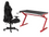 ENSEMBLE BUREAU ET CHAISE GAMING, NOIR/ROUGE ( Meuble Mtl )