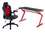 ENSEMBLE BUREAU ET CHAISE GAMING, ROUGE/NOIR ( Meuble Mtl )