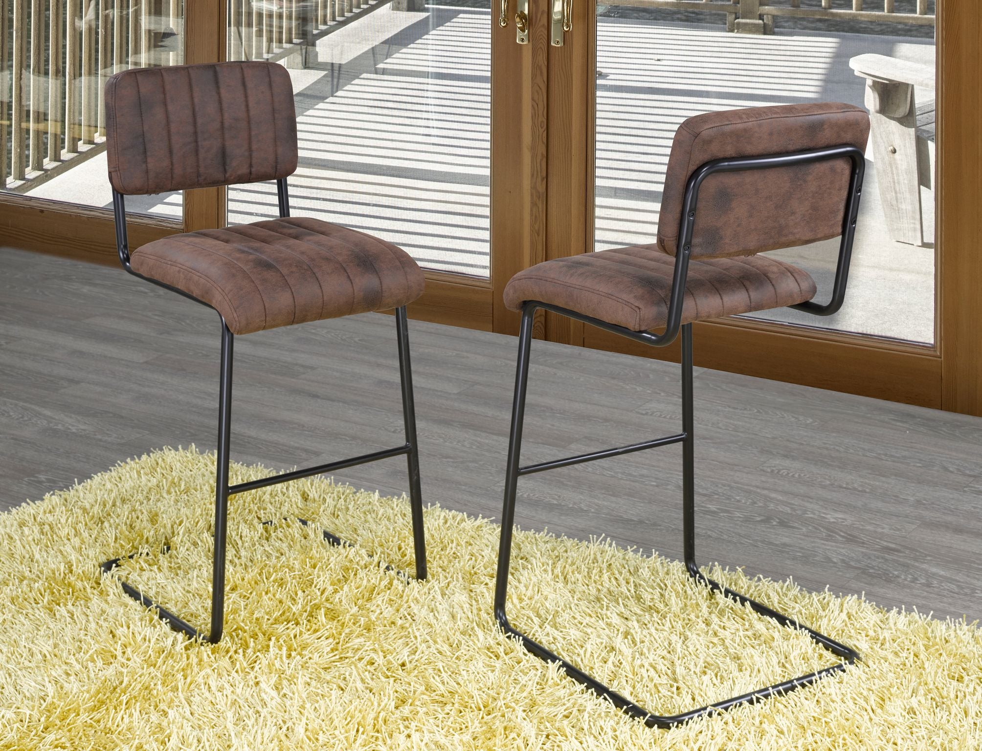 TABOURETS DE BAR LOT DE 2, MARRON ( Meuble Mtl )