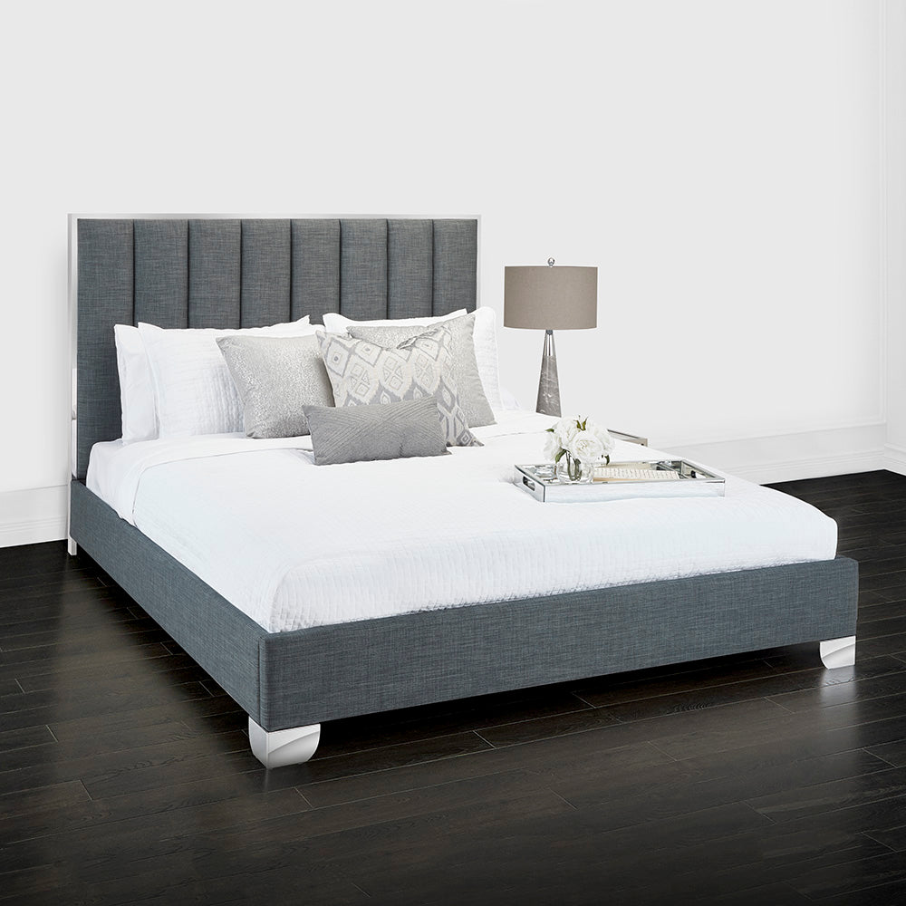 Cadre de lit en Tissu Gris pour une Décoration Moderne de Chambre