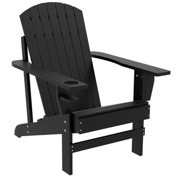 Chaise Adirondack classique Muskoka, chaise longue de jardin avec porte-gobelet pour Patio, intérieur, arrière-cour, noire