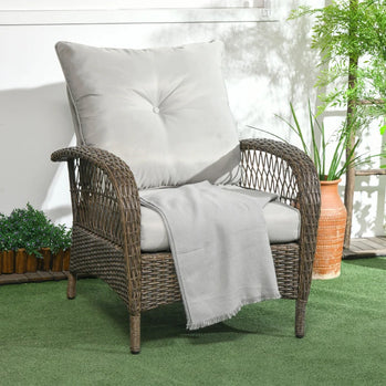 Canapé de terrasse avec coussins de 4,7 po d'épaisseur, 29,9 po x 34,3 po x 38,6 po, gris