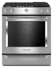 Cuisinière encastrable hybride gaz/électrique KitchenAid de 30 po (7,1 pi³) avec tiroir de cuisson, acier inoxydable YKSDB900ESS