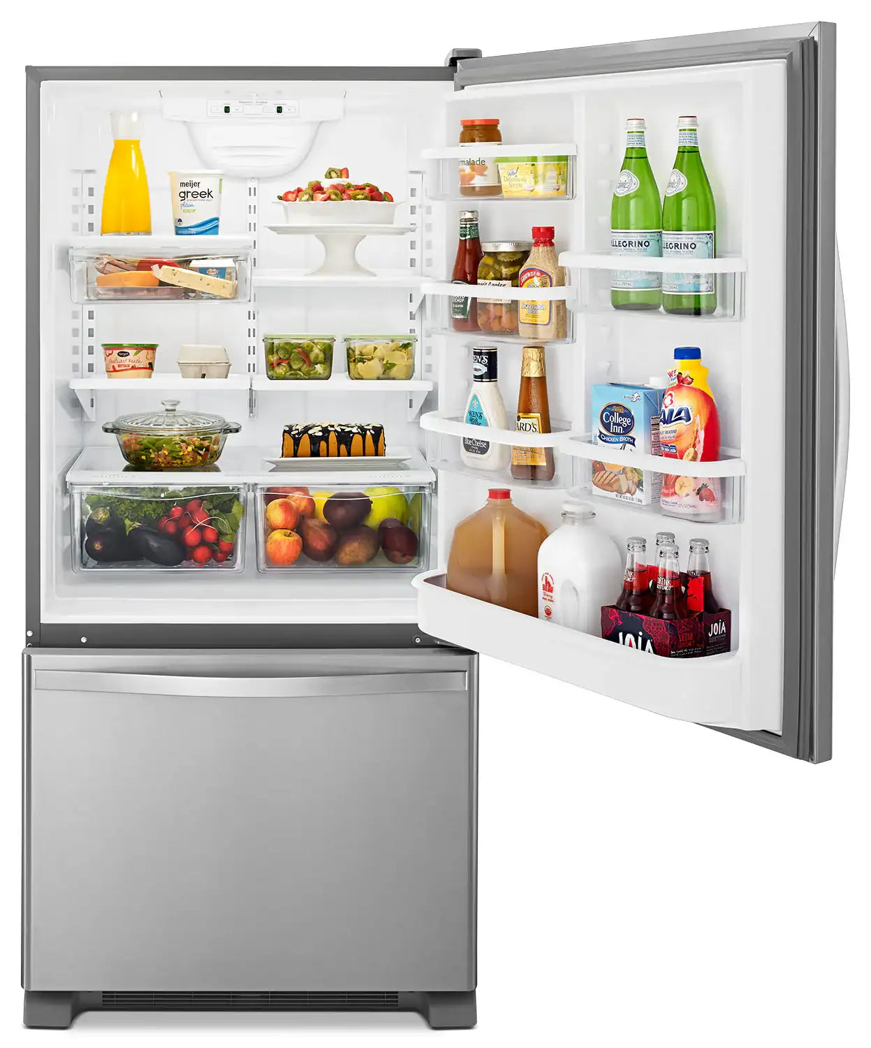 Réfrigérateur Whirlpool 30" 18,7 pi³ Congélateur Inférieur Inox Monochrome WRB329RFBM