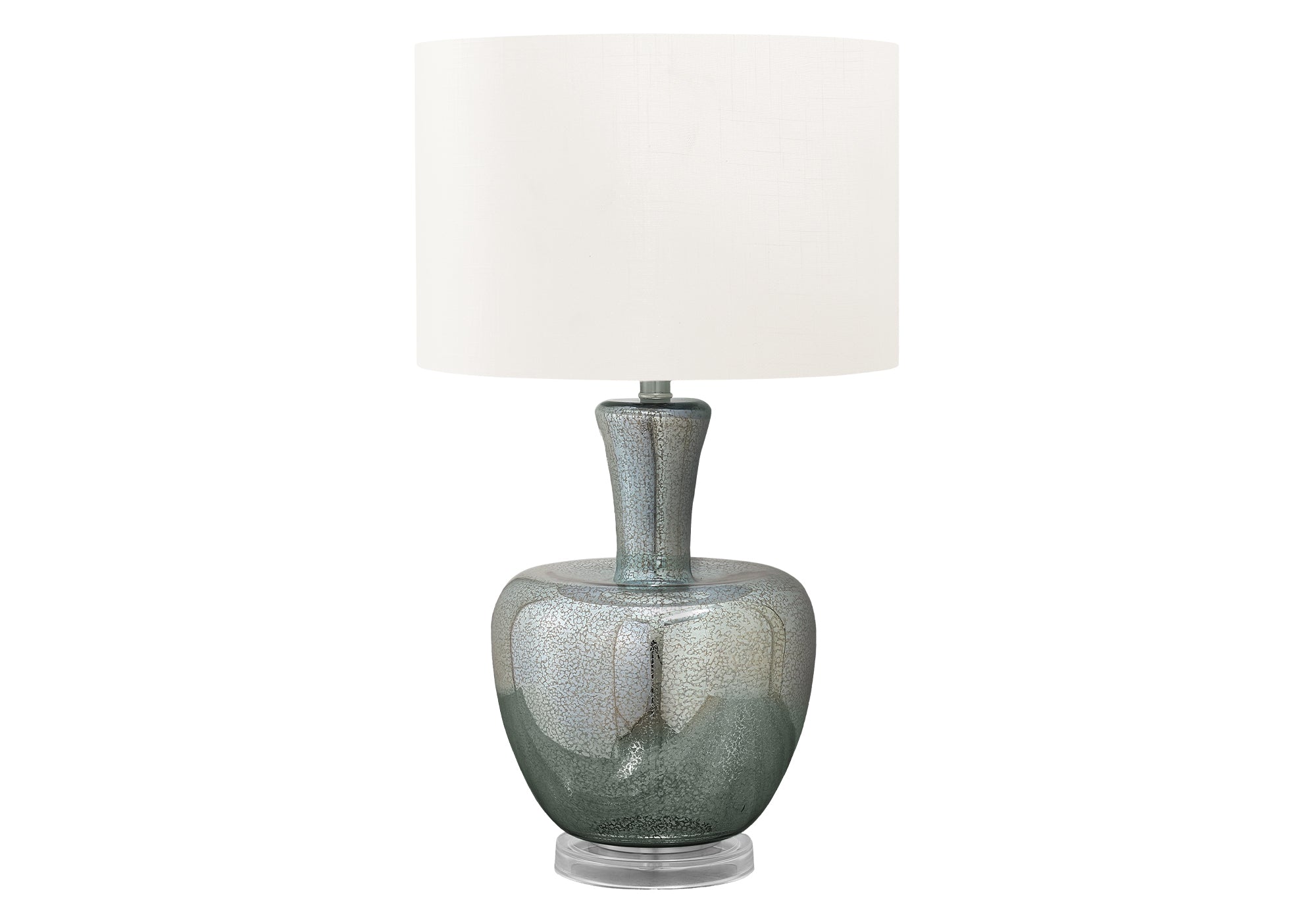 Lampe de table en verre vert d’eau de 26 po avec abat-jour en tissu ivoire :9898