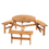 Ensemble de banc de table de pique-nique rond pour 6 personnes avec trou pour parasol, table de patio en bois avec 3 bancs intégrés pour jardin, terrasse, arrière-cour, marron