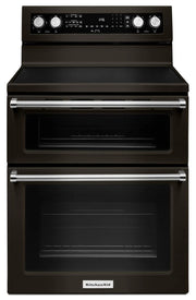 Cuisinière électrique double four KitchenAid de 30 po et 6,7 pi³ en inox noir