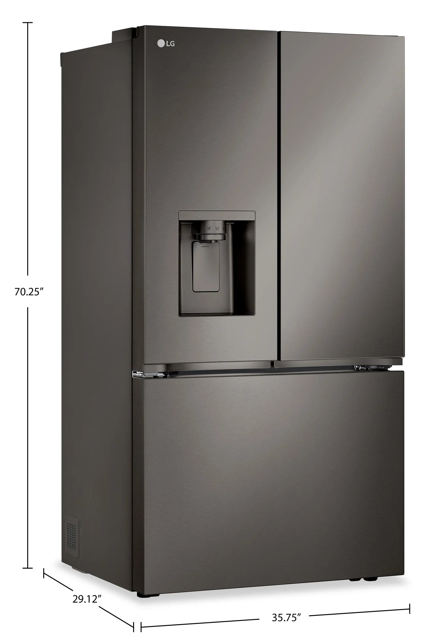 Réfrigérateur LG 26 pi³ Prof. Comptoir Inox Noir 4 Glaces