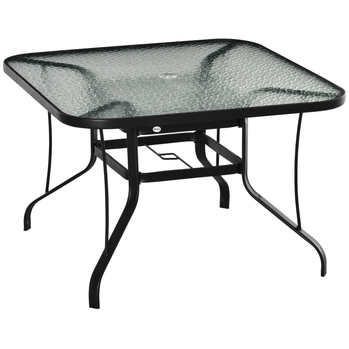 Table de salle à manger de Patio de 42 pouces avec trou de parasol, Table de bistro d'extérieur carrée pour jardin, pelouse, arrière-cour, acier