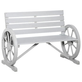 Banc de roue de chariot en bois de 42 pouces, causeuse de jardin, siège rustique, chaise longue relaxante, siège décoratif d'extérieur, décor de parc, gris