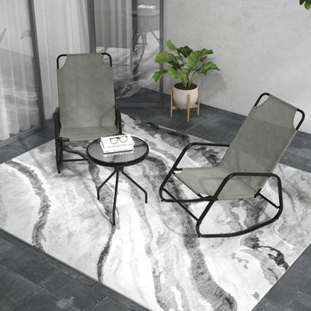 Ensemble de 2 chaises à bascule de patio, ensemble de bistro de patio 3 pièces avec cadre en métal, siège en tissu maillé respirant pour jardin, terrasse, gris