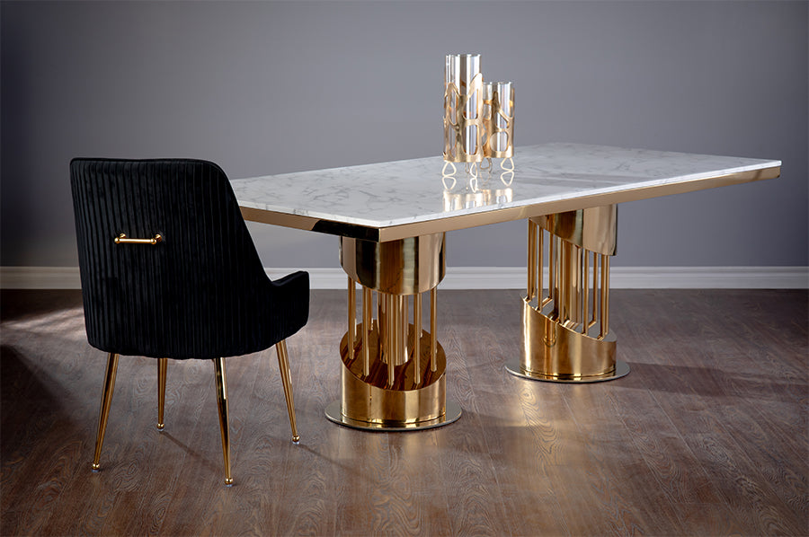 Table de salle à manger pilier dorée