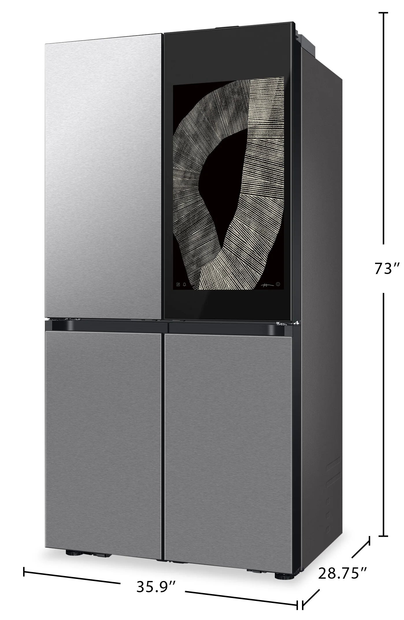 Samsung BESPOKE 23 pi³ 4-Door Flex IA Family Hub+ Profondeur Comptoir RF23DB9900