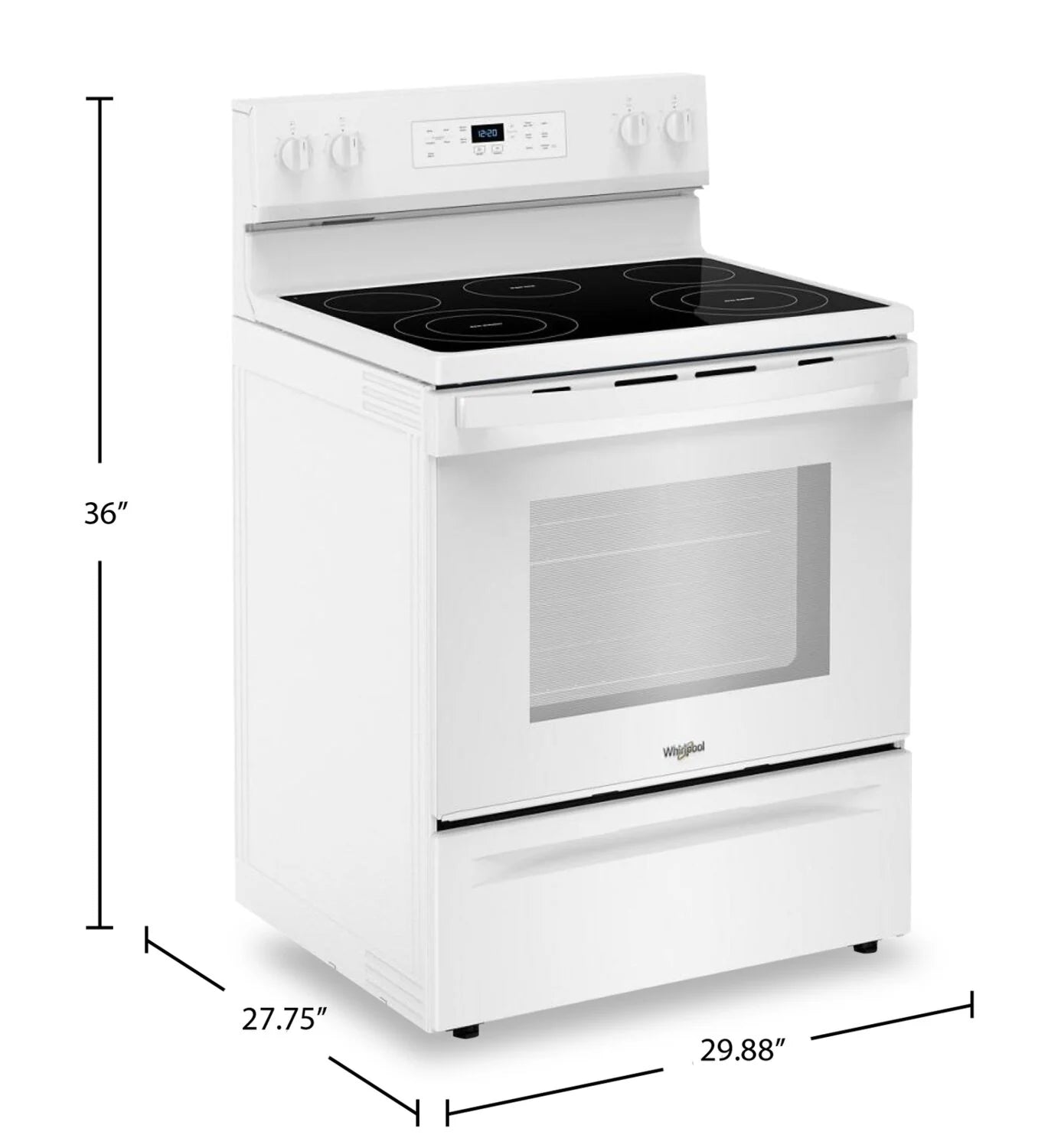 Cuisinière électrique Whirlpool 30" 5,3 pi³ en inox anti-traces à 5 éléments YWFES3330RZ