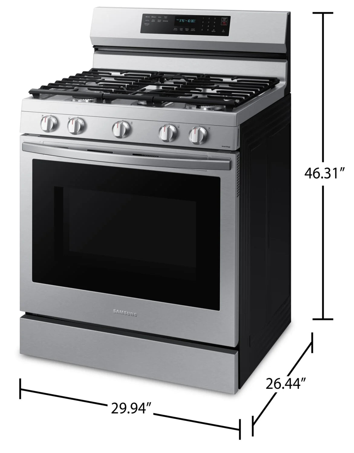 Cuisinière à gaz Samsung 30" 6 pi³ avec convection véritable et friture à air en inox NX60A6711SS