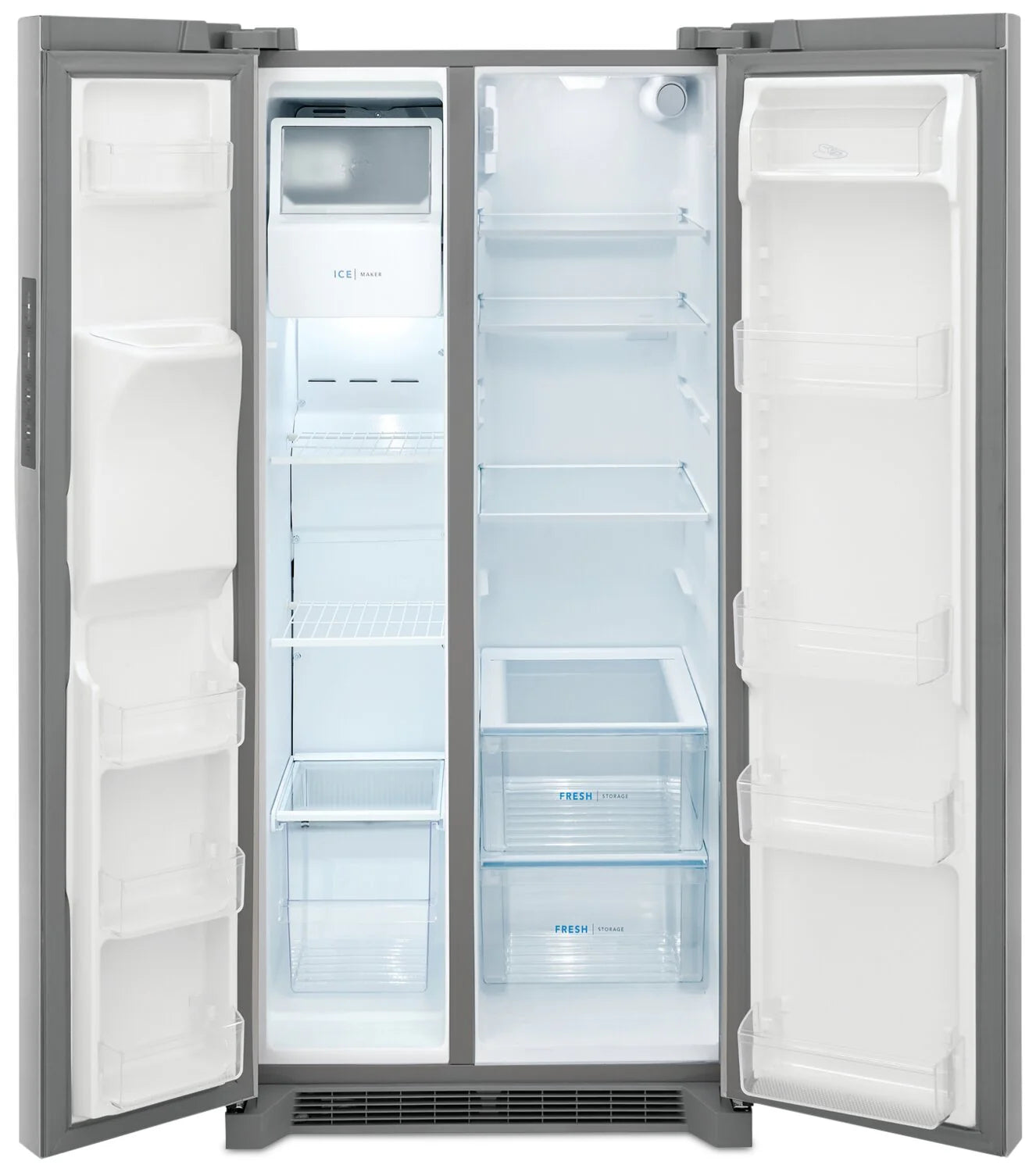 Frigidaire Réfrigérateur côte-à-côte de 33 po, 22,3 pi³ en acier inoxydable avec distributeur d'eau et de glaçons FRSS2323AS