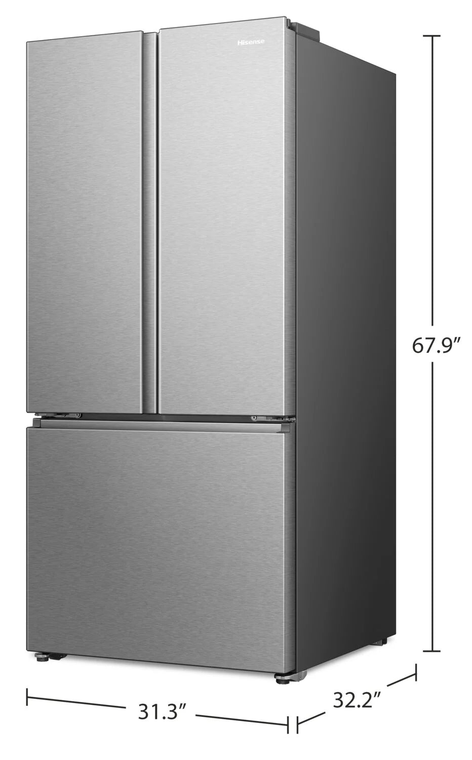Réfrigérateur Hisense 31" 22,1 pi³ Portes Françaises Inox sans Traces RF22B3FSE