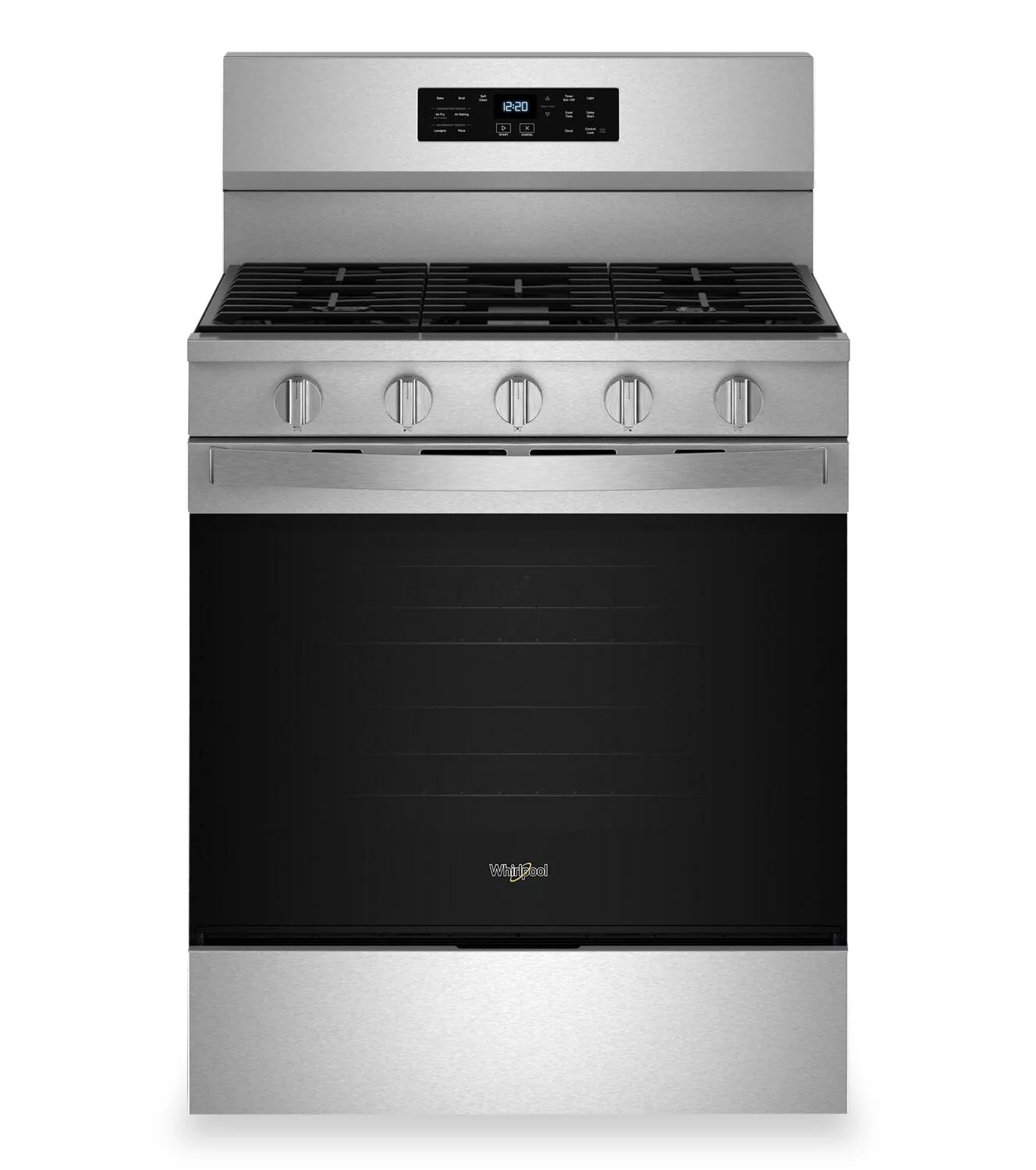 Cuisinière Whirlpool 30" 5 pi³ Gaz Air Fry Autonettoyante Inox Anti-traces WFGS5030RZ