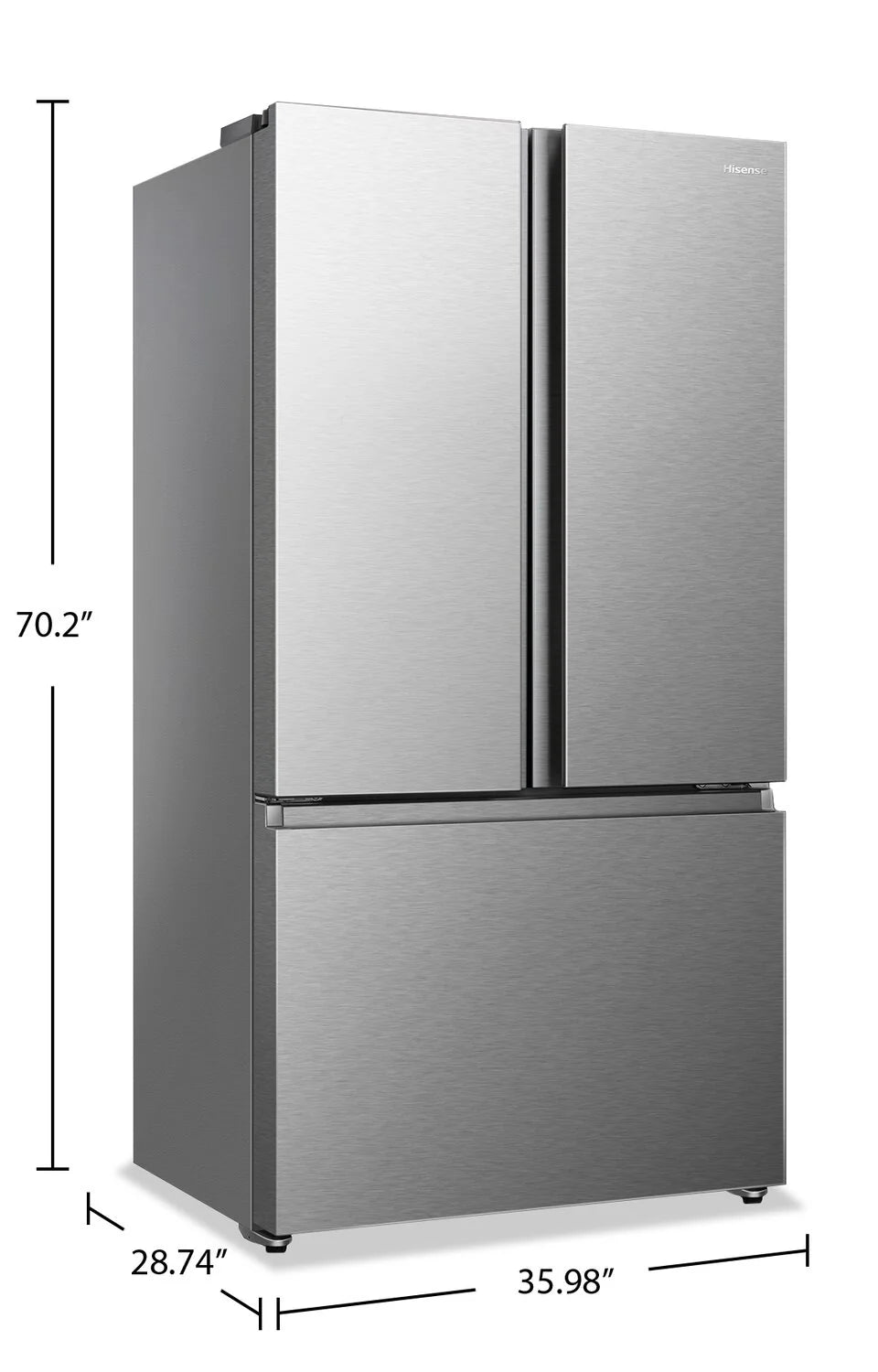 Réfrigérateur Hisense 22,5 pi³ Portes Françaises Inox 36"