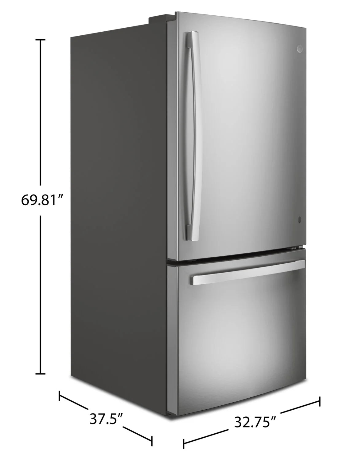 Réfrigérateur GE 24,9 pi³ Congélateur Bas 33" Inox sans Trace