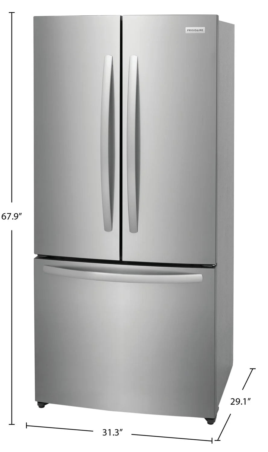Réfrigérateur Frigidaire 31" 17,6 pi³ Portes Françaises Prof. Comptoir Acier Brossé FRFG1723AV