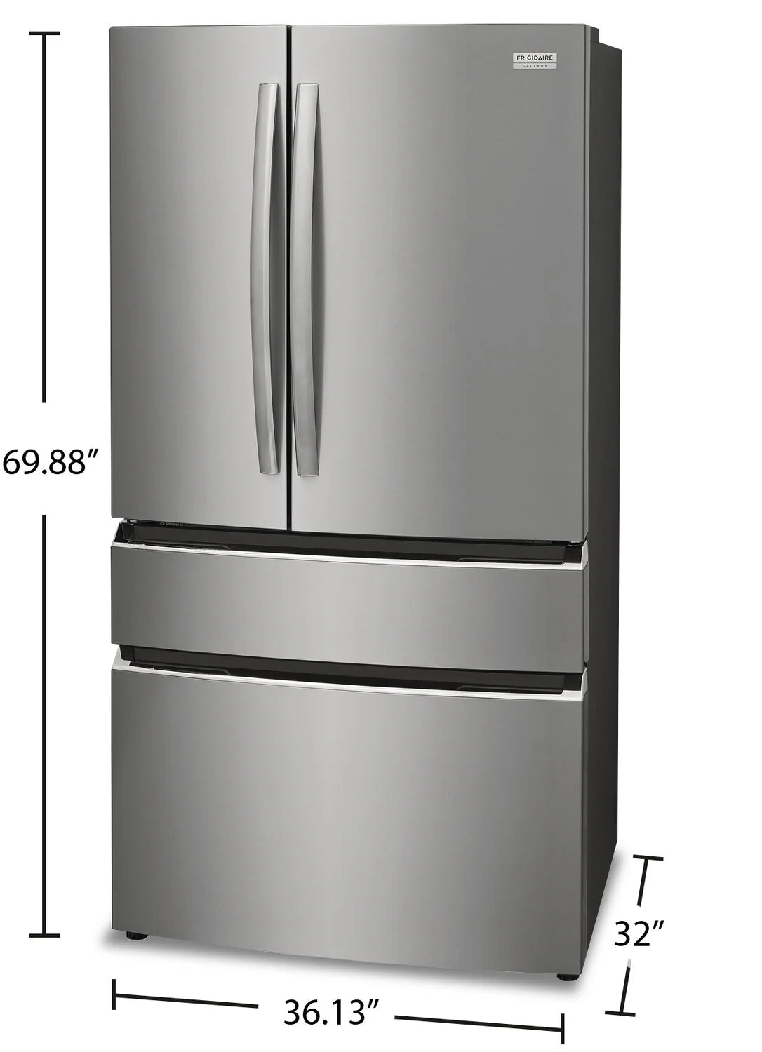 Réfrigérateur Frigidaire Gallery 36 po 22,1 pi³ à 4 portes de profondeur de comptoir GRMG2272CF