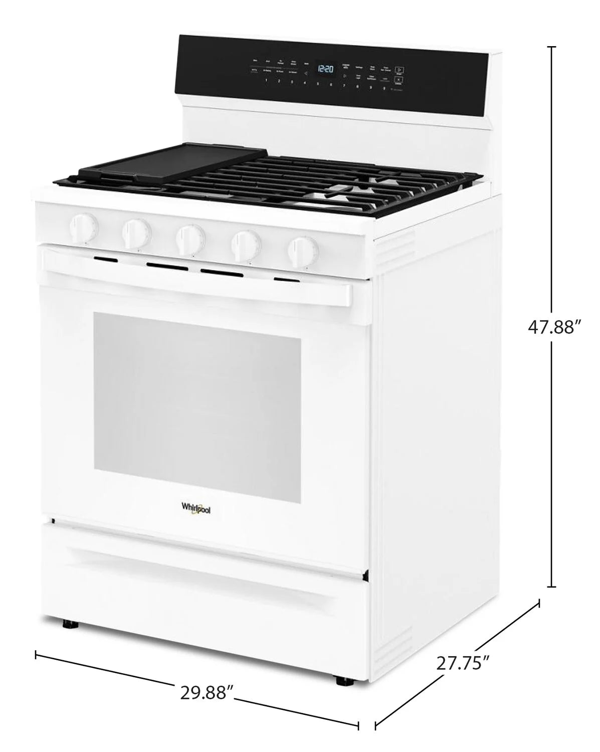 Cuisinière à gaz Whirlpool 5 pi³ Air Fry blanche WFGS7530RW