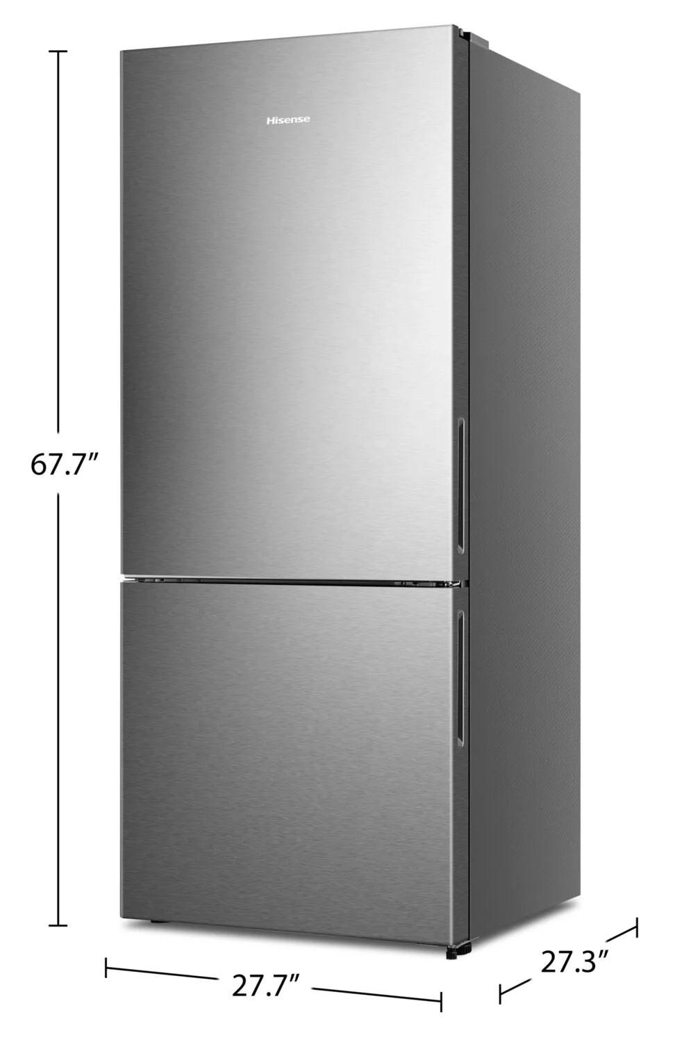 Réfrigérateur Hisense 14,7 pi³ Congélateur Bas Titane 28 po