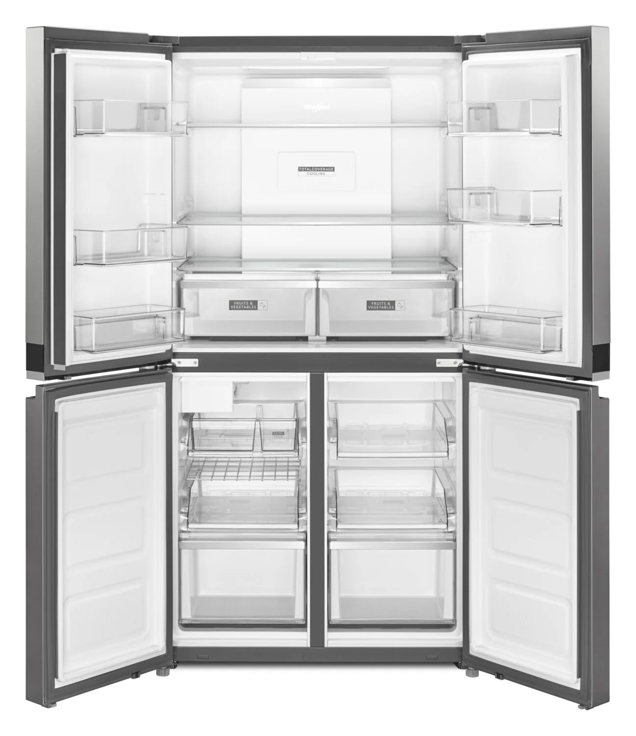 Réfrigérateur Whirlpool 19 pi³ 4 Portes 36" Inox Anti-Traces