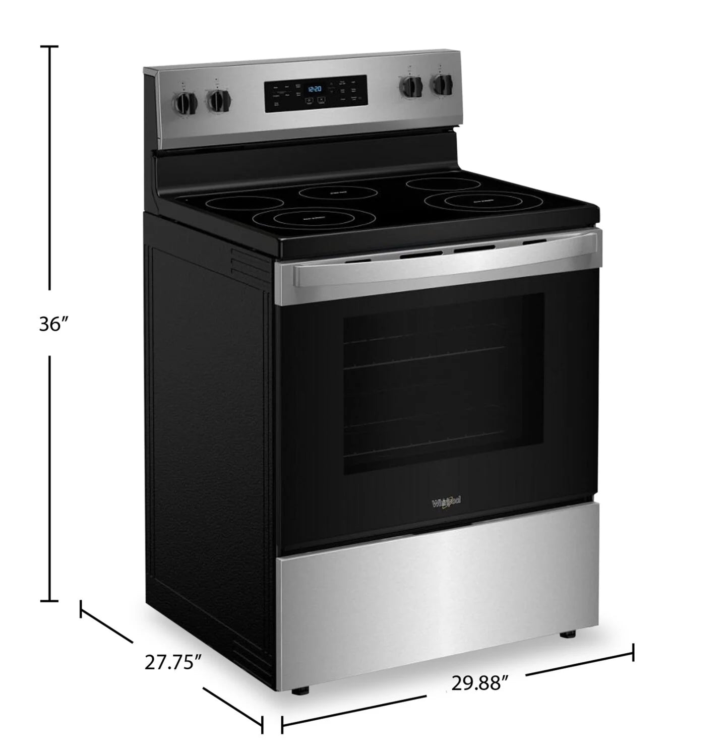 Cuisinière électrique Whirlpool 30" 5,3 pi³ en inox anti-traces à 5 éléments YWFES3330RZ
