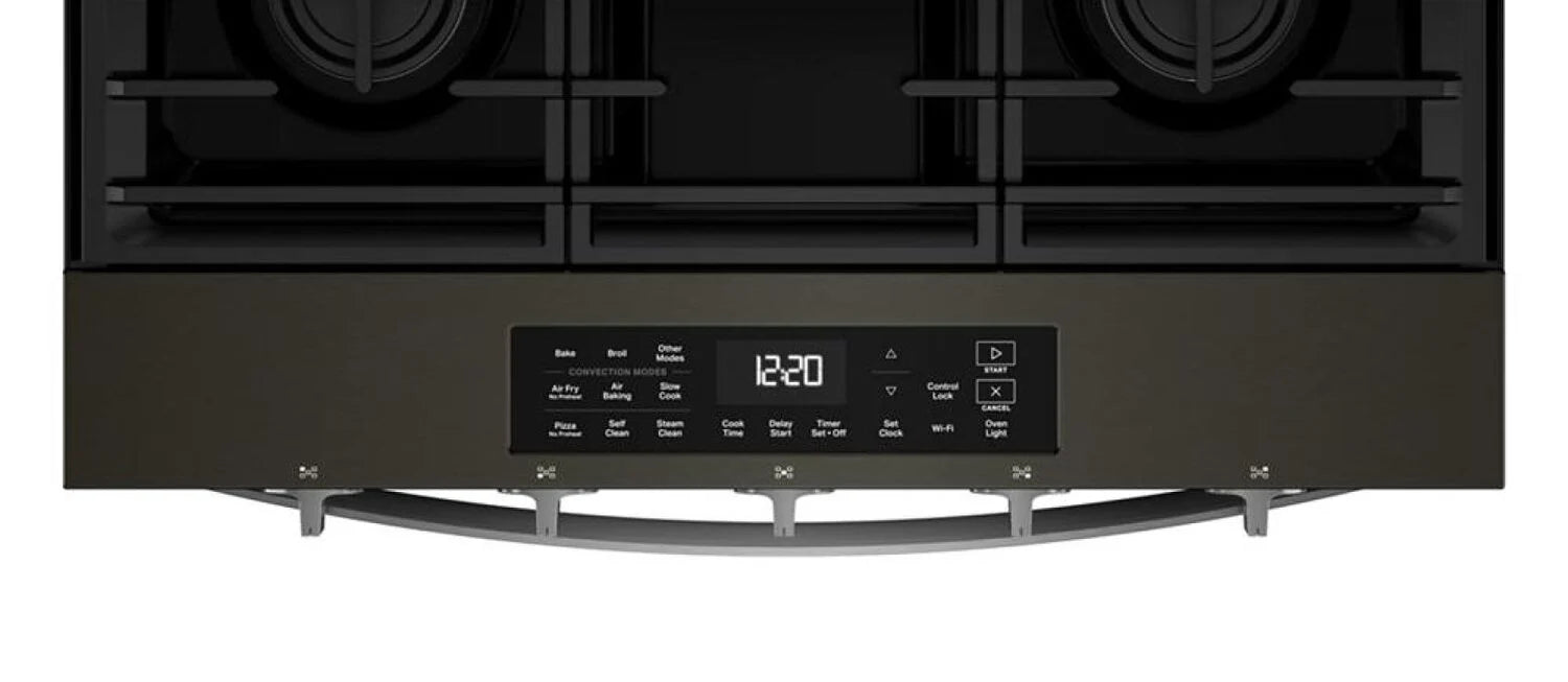 Cuisinière Whirlpool 30" 5 pi³ Gaz Air Fry Intelligente Inox Noir WSGS5030SV