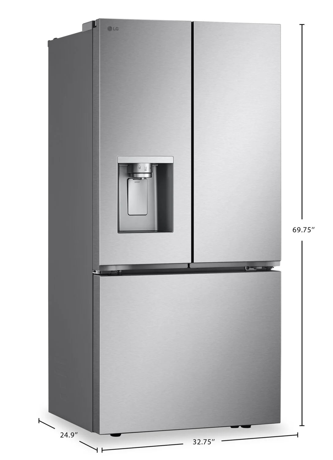 Réfrigérateur LG 20 pi³ 33" Portes Françaises Inox 70"