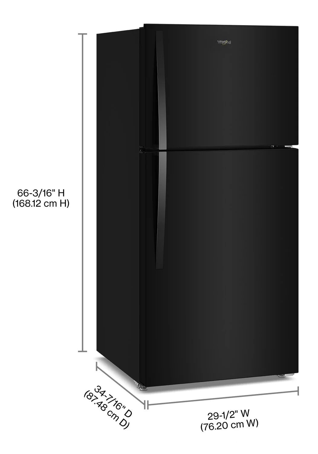 Réfrigérateur Whirlpool 19,3 pi³ Noir 30 po WRTX7419SB