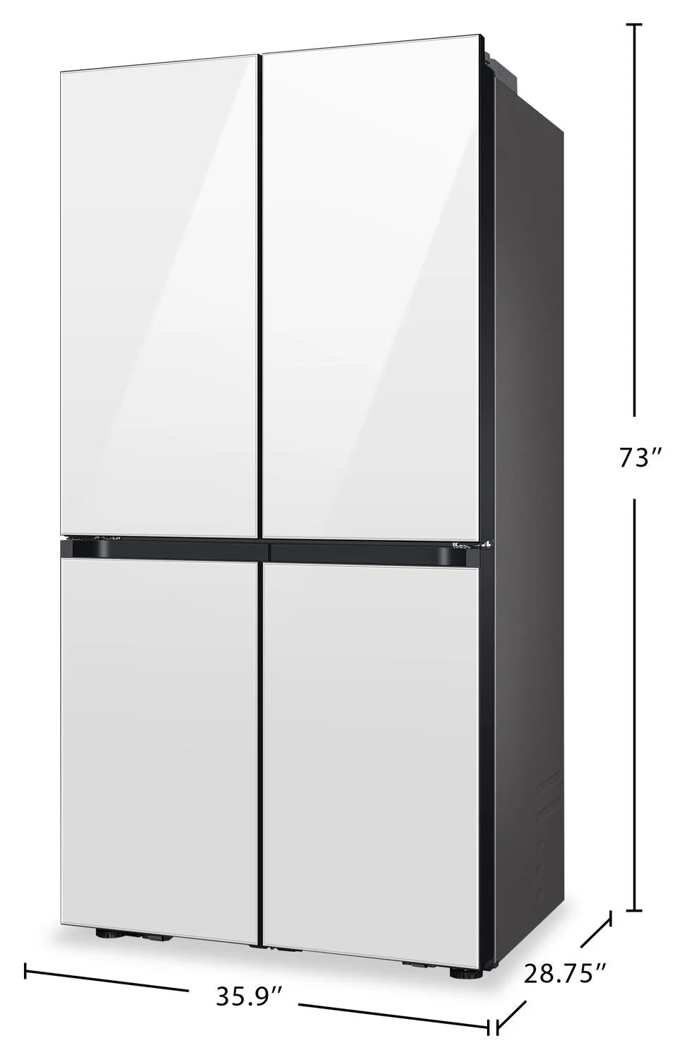 Samsung Réfrigérateur BESPOKE RF23DB9600 | 36" 4 portes en verre blanc