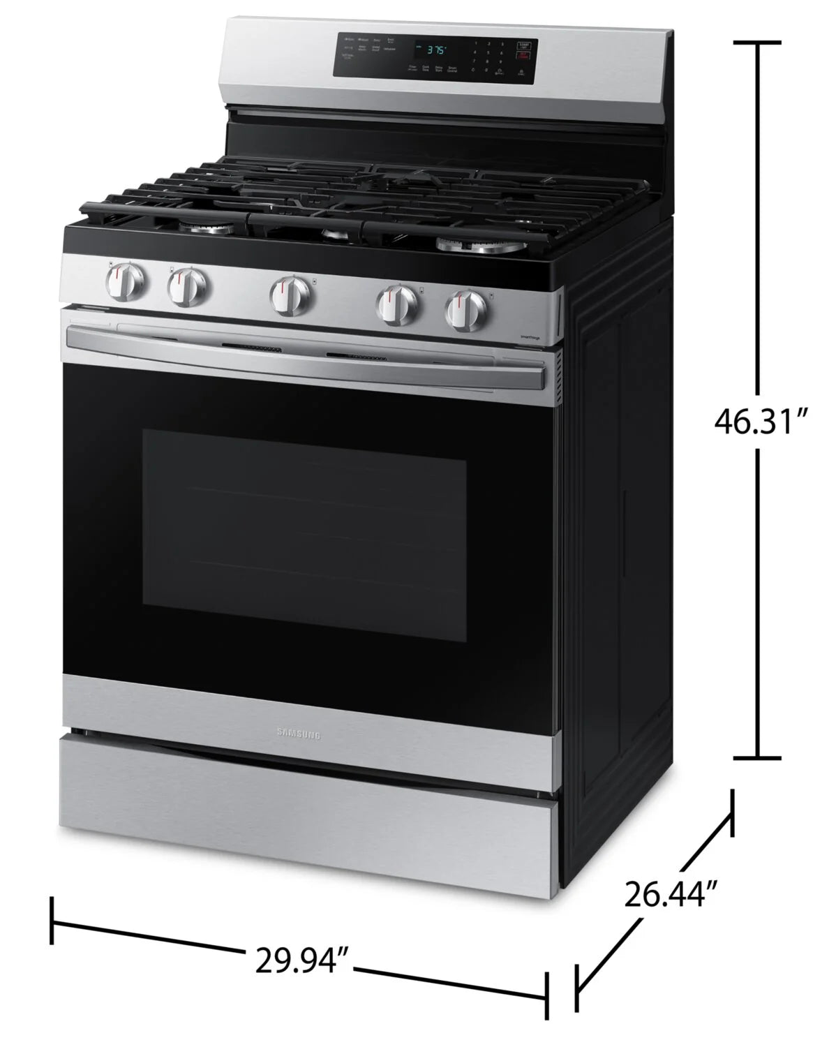 Cuisinière Samsung 30" 6 pi³ Gaz Intelligente Wi-Fi Friture à Air Inox NX60A6511SS