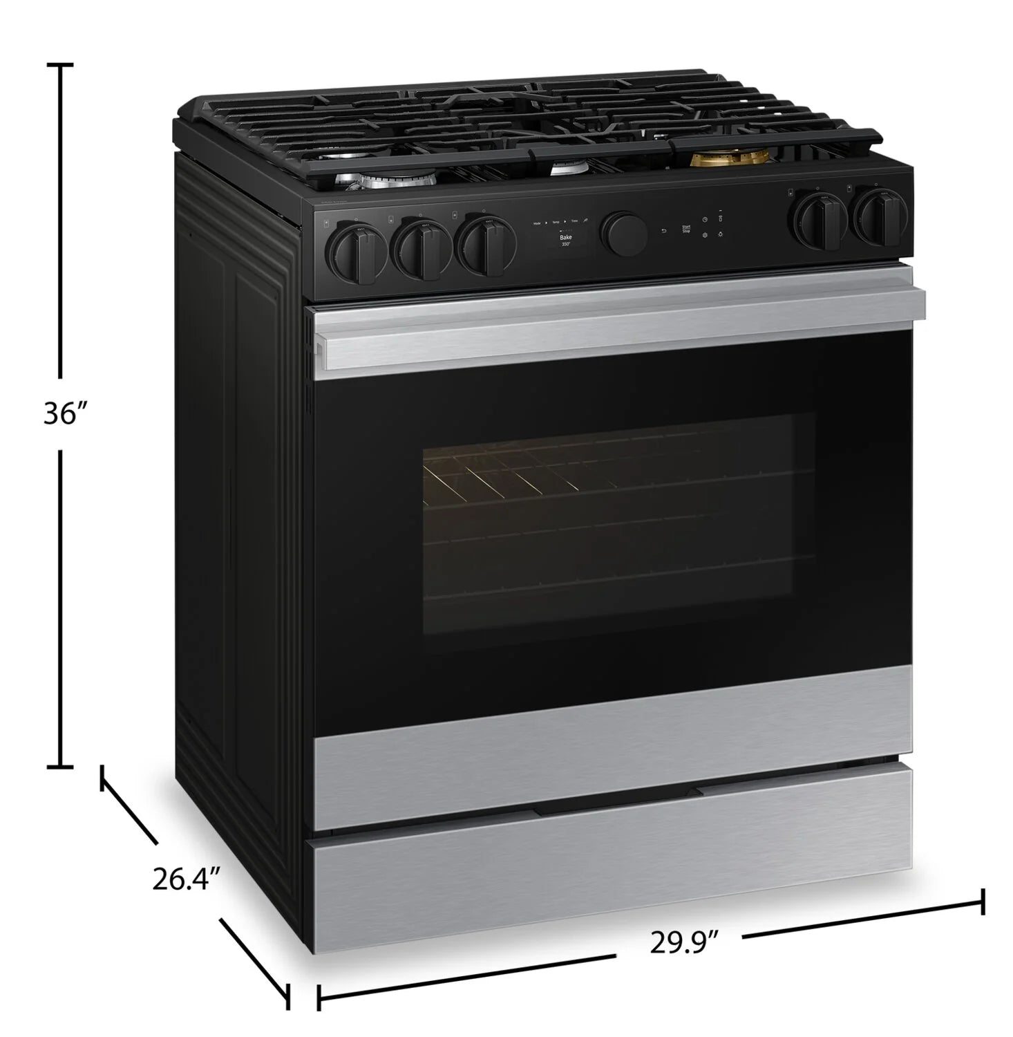 Cuisinière Samsung Bespoke 30 po 6 pi³ Gaz Encastrée Caméra et Air Sous Vide Inox NSG6DG8700SRAA