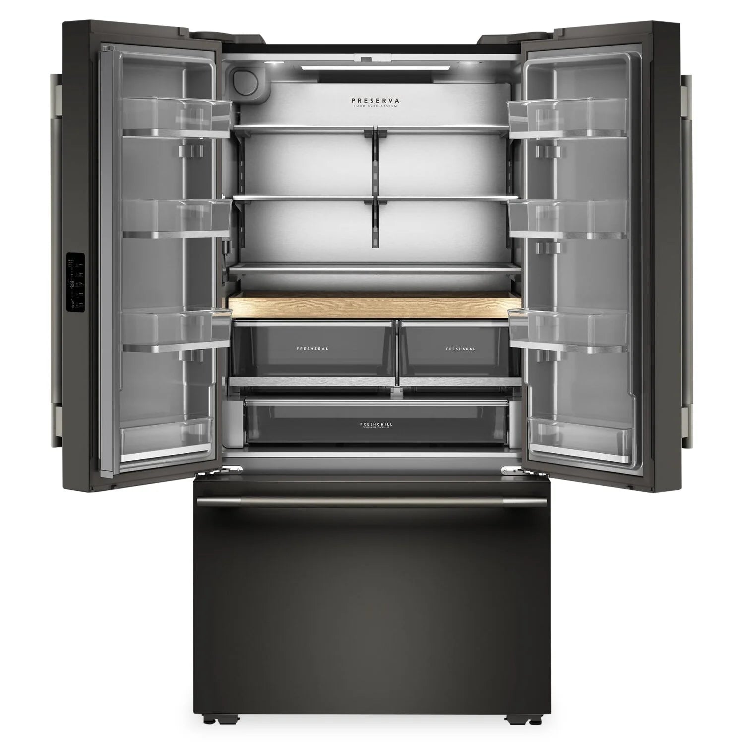 Réfrigérateur KitchenAid 36" 24 pi³ Portes Françaises Minerai Noir Prof. Comptoir KRFC236SBE