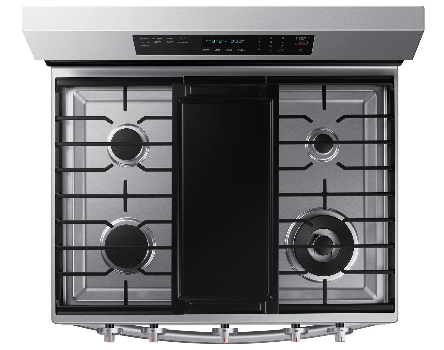 Cuisinière à gaz Samsung 30" 6 pi³ avec convection véritable et friture à air en inox NX60A6711SS