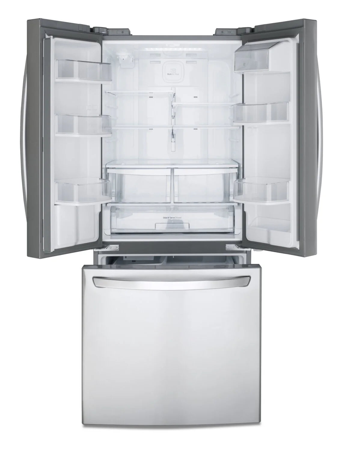 Réfrigérateur LG 30" 21,8 pi³ Portes Françaises Inox avec Distributeur Eau LRFWS2200S