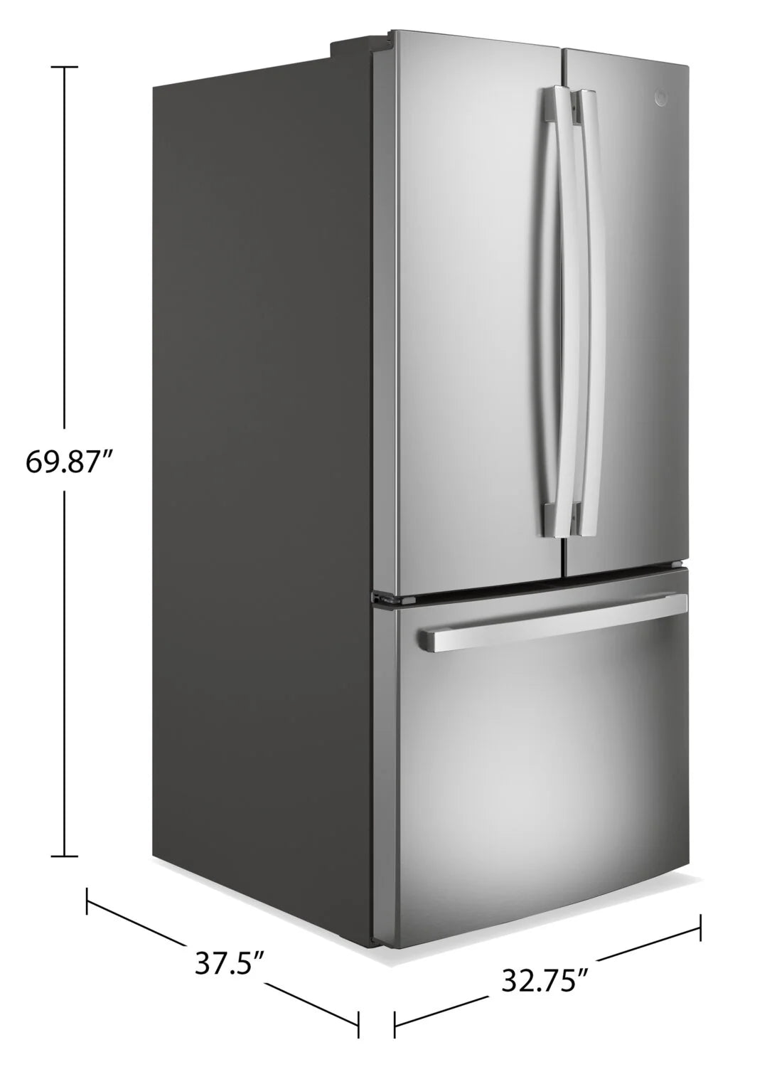 Réfrigérateur GE 24,7 pi³ Portes Françaises Inox 33"