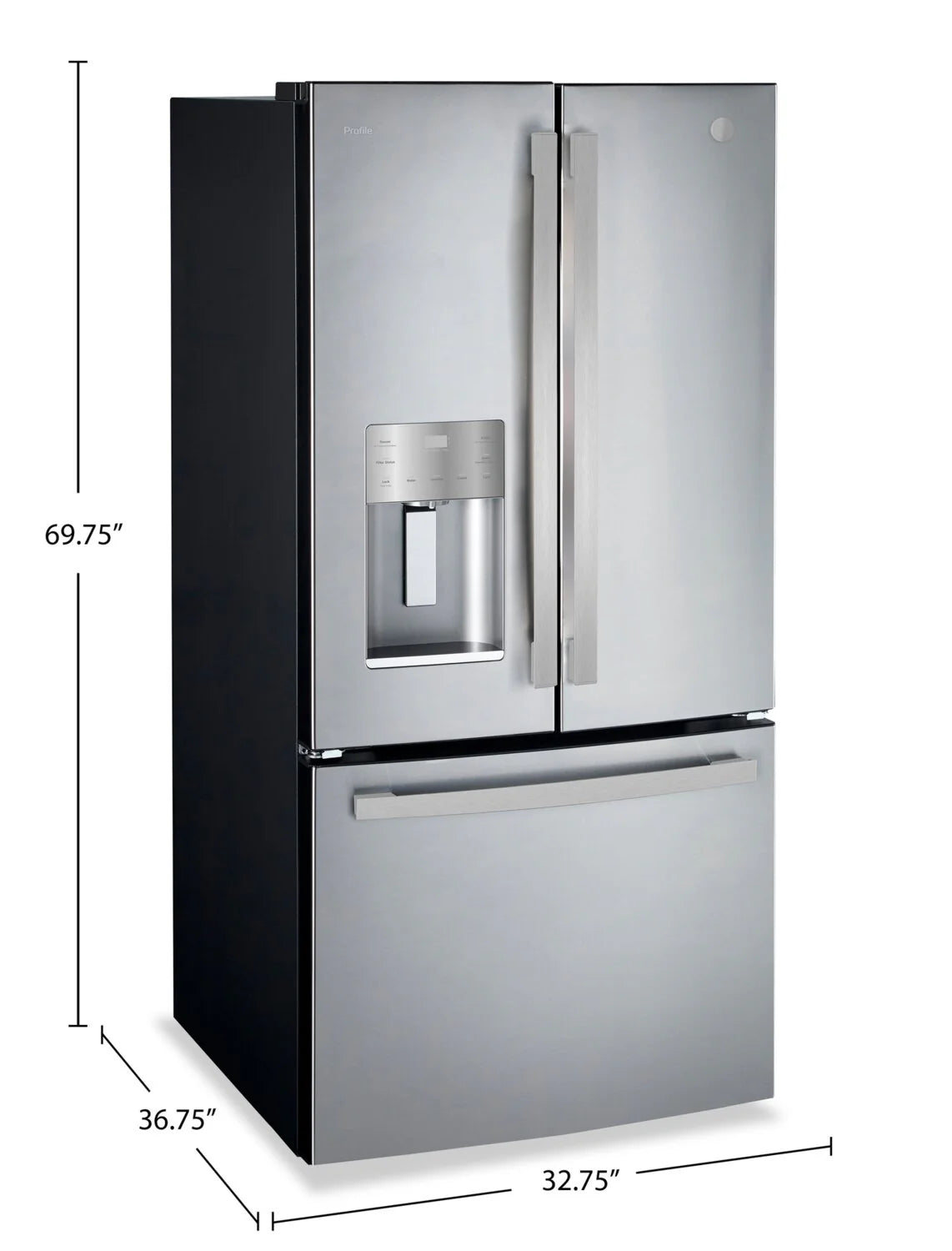 Réfrigérateur GE 23,6 pi³ Portes Françaises Inox 33"