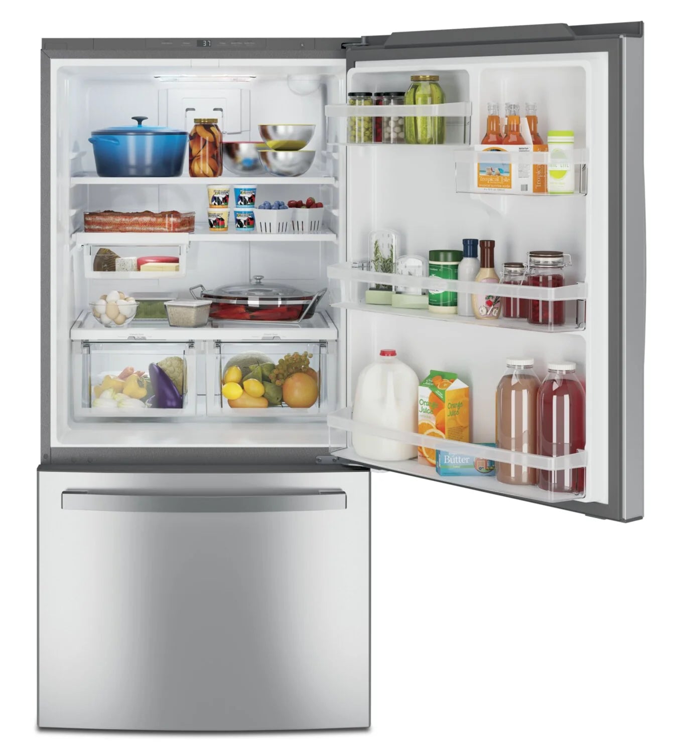 Réfrigérateur GE 24,9 pi³ Congélateur Bas 33" Inox sans Trace