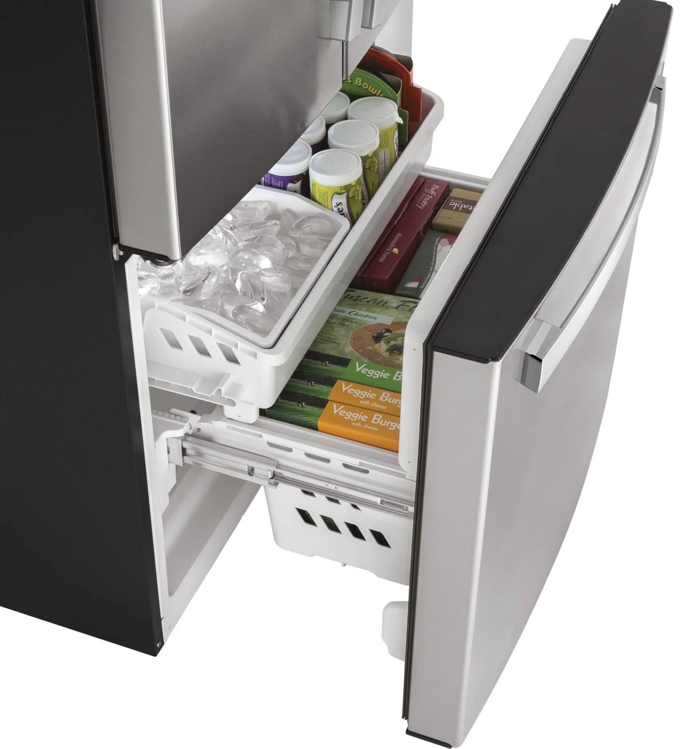 Réfrigérateur GE 33" 18,6 pi³ Portes Françaises Profondeur Comptoir Inox GWE19JYLFS