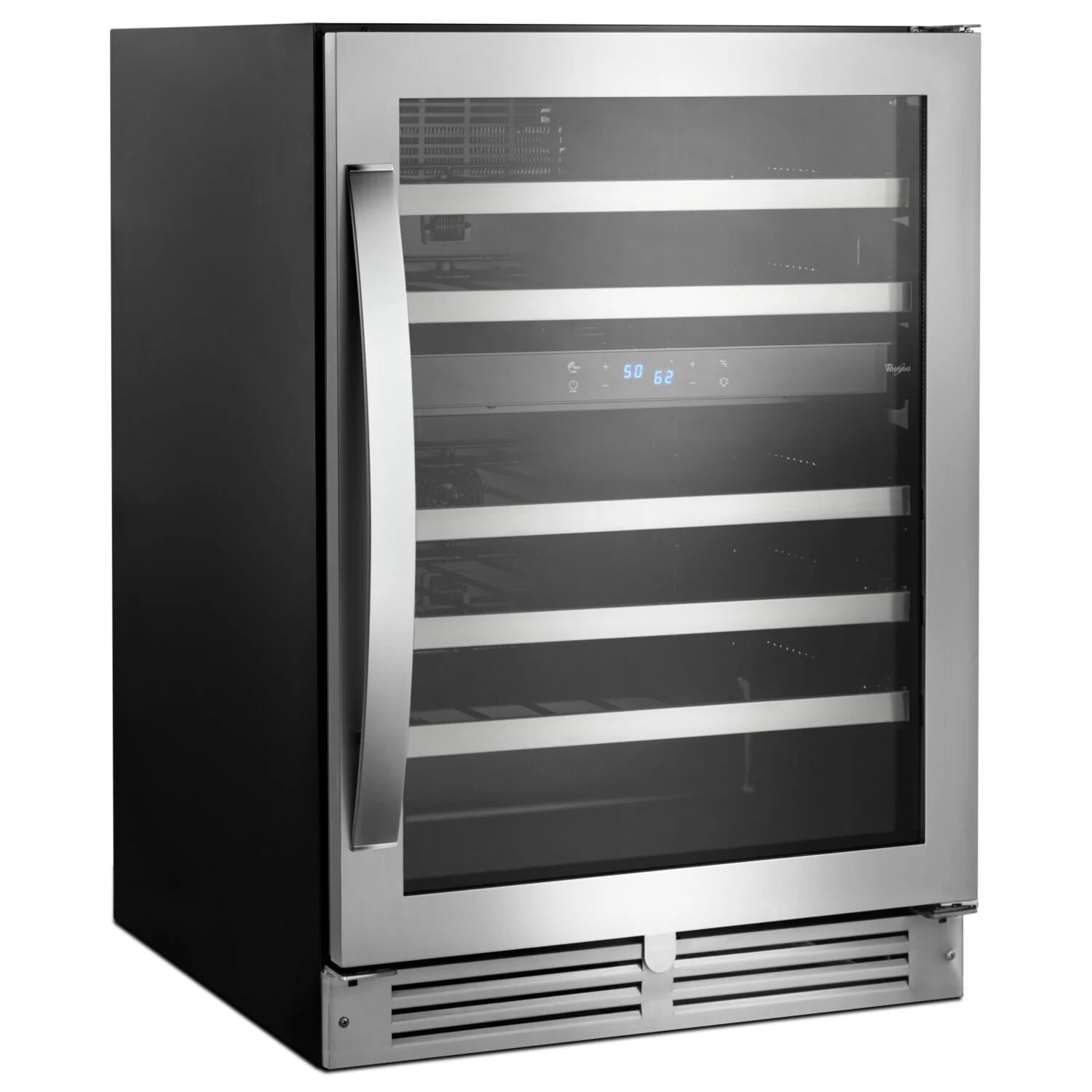 Whirlpool Cellier à vin 24 po, 46 bouteilles, 2 zones, Acier inoxydable anti-traces WUW55X24HS